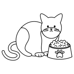 cute cat mascot with dish food
