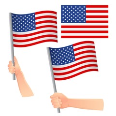 United States flag in hand set