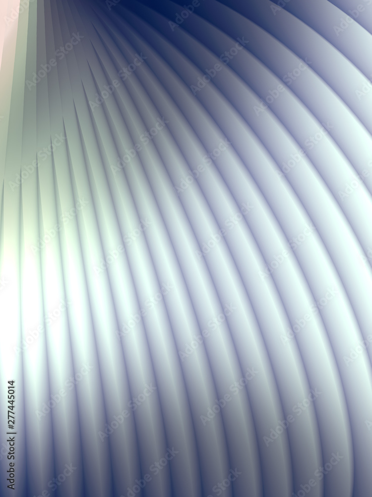 Poster Striped futuristic pattern surrounded by blue mist. Computer generated geometric shape. 3d render illustration