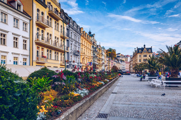 Fototapeta premium Autumn view of old town of Karlovy Vary (Carlsbad), Czech Republic, Europe