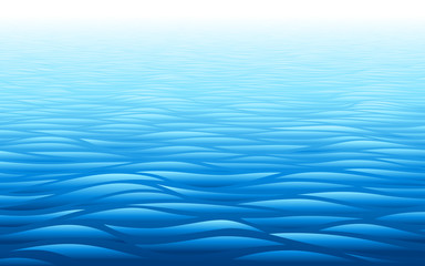 Blue water waves perspective landscape. Vector wave pattern