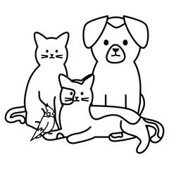 Fototapeta na wymiar cute cats and dog mascots adorables characters