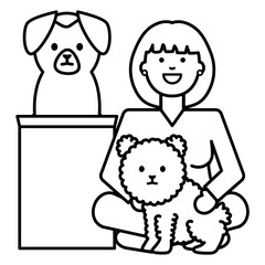young woman with little dogs adorables mascots