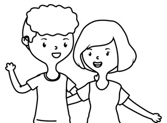 Teenager boy and girl cartoon design