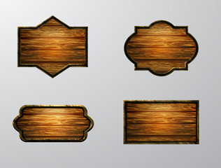 Vector realistic illustration of wooden signboard