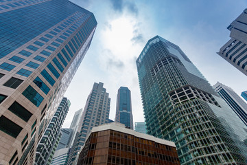 Fototapeta na wymiar Skyscrapers in Singapore financial district