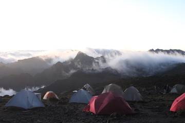 Sunset over Shira Camp on Mount Kilimanjaro