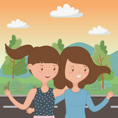 Teenage girls friends design vector illustrator