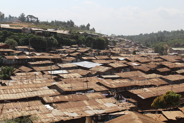 View of the Kibera slum in Nairobi, Kenya