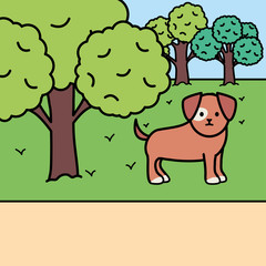 little dog adorable mascot in the landscape