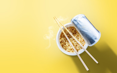 Instant cup noodle with chopstick