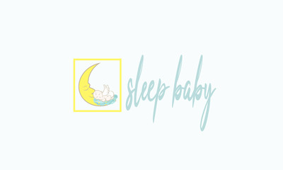 logo  baby and crescent moon vector
