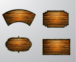 Naklejka premium Vector realistic illustration of wooden signboard