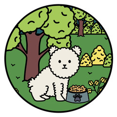 little dog adorable mascot in the landscape