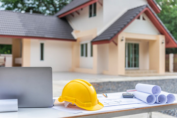 Engineer and architect house blueprints.