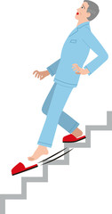 高齢者の階段の家庭内事故。ベクターイラスト。