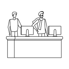 men working in desk with computers