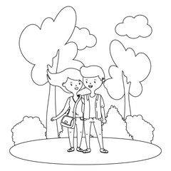 Teenager boy and girl cartoon design