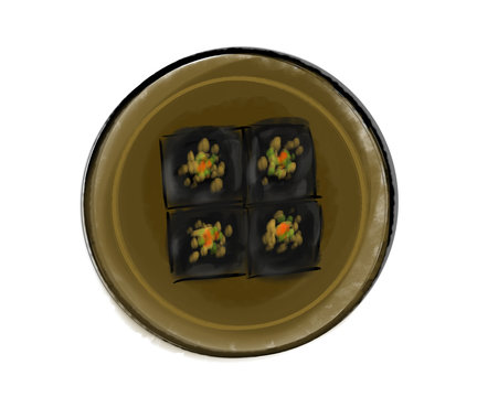 sushi rolls on plate, top view clip art preview