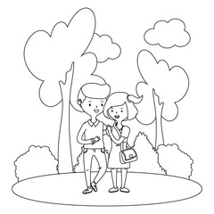 Teenager boy and girl cartoon design