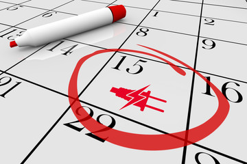 Electricity Power Energy Plug Calendar Service Start Date Day Symbol Icon 3d Illustration