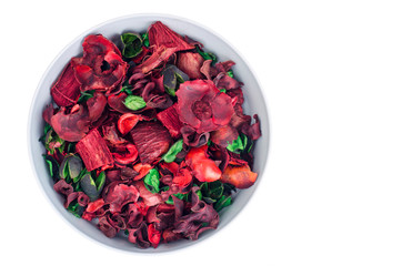 Dried colored petals of different colors.