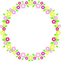 マーガレット・デイジーの円形フレームイラスト