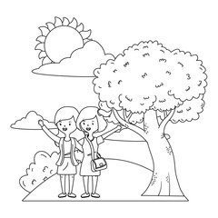 Teenage girls friends design vector illustrator