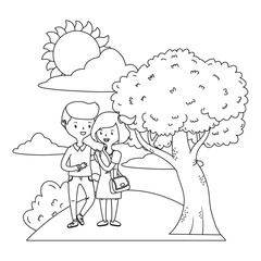 Teenager boy and girl cartoon design