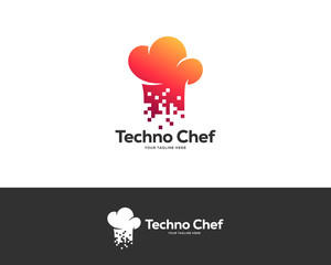 chef hat logo design vector, cooking technology logo design