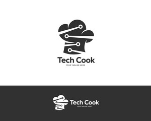 chef hat logo design vector, cooking technology logo design