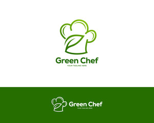 green chef logo design template, restaurant logo design concept