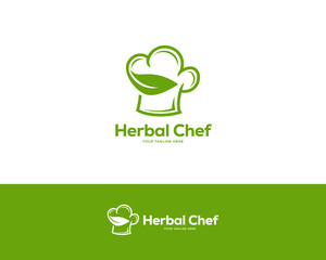 chef logo design template vector, herb cooking logo vector