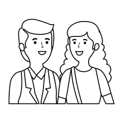 elegant business couple avatars characters