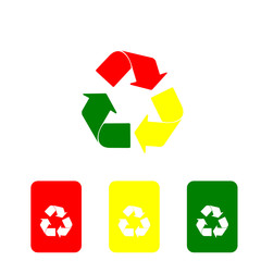 multi colors recycle arrow and white arrow recycle on multi colors square icon isolate on white background