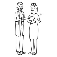 doctor male and nurse female workers characters