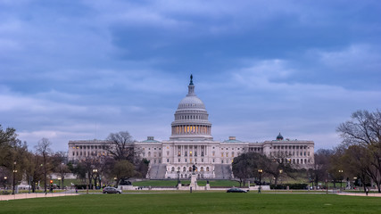 evening view of the us capitol building from the mall in washington d.c.