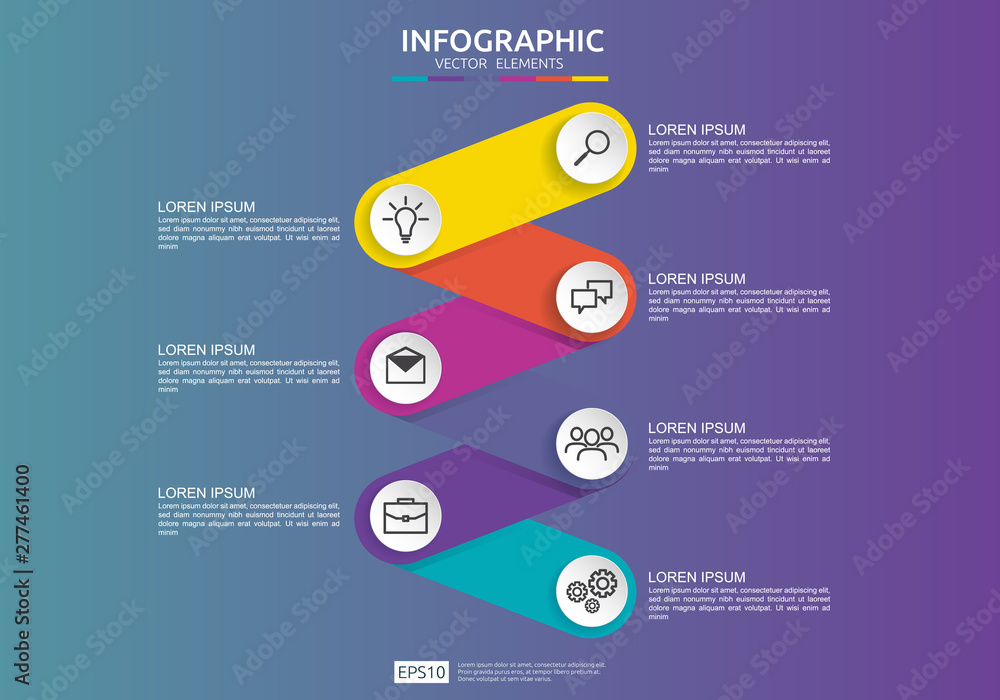 Poster 6 steps connection infographic element design template for diagram, presentation, workflow, annual r