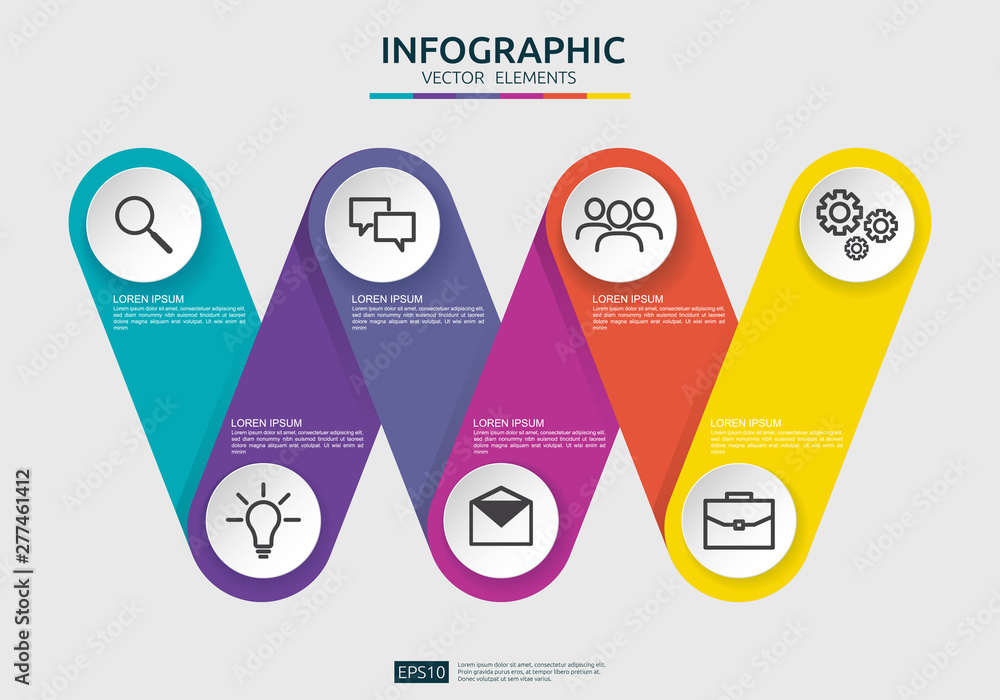 Poster 6 steps connection infographic element design template for diagram, presentation, workflow, annual r
