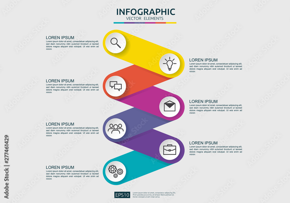 Poster 6 steps connection infographic element design template for diagram, presentation, workflow, annual r