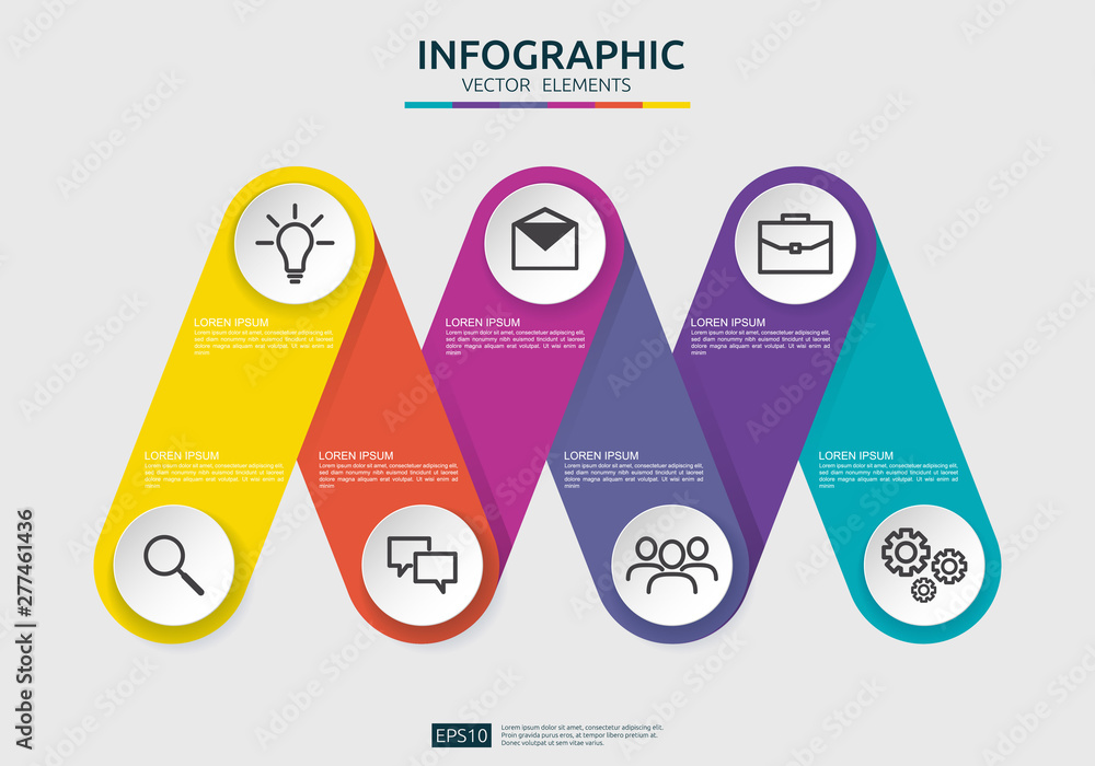 Poster 6 steps connection infographic element design template for diagram, presentation, workflow, annual r