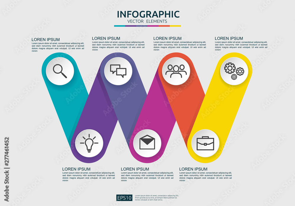 Poster 6 steps connection infographic element design template for diagram, presentation, workflow, annual r