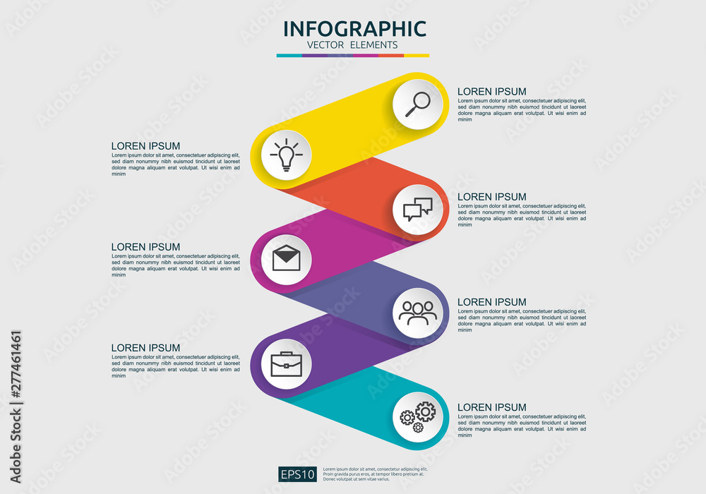 Poster 6 steps connection infographic element design template for diagram, presentation, workflow, annual r
