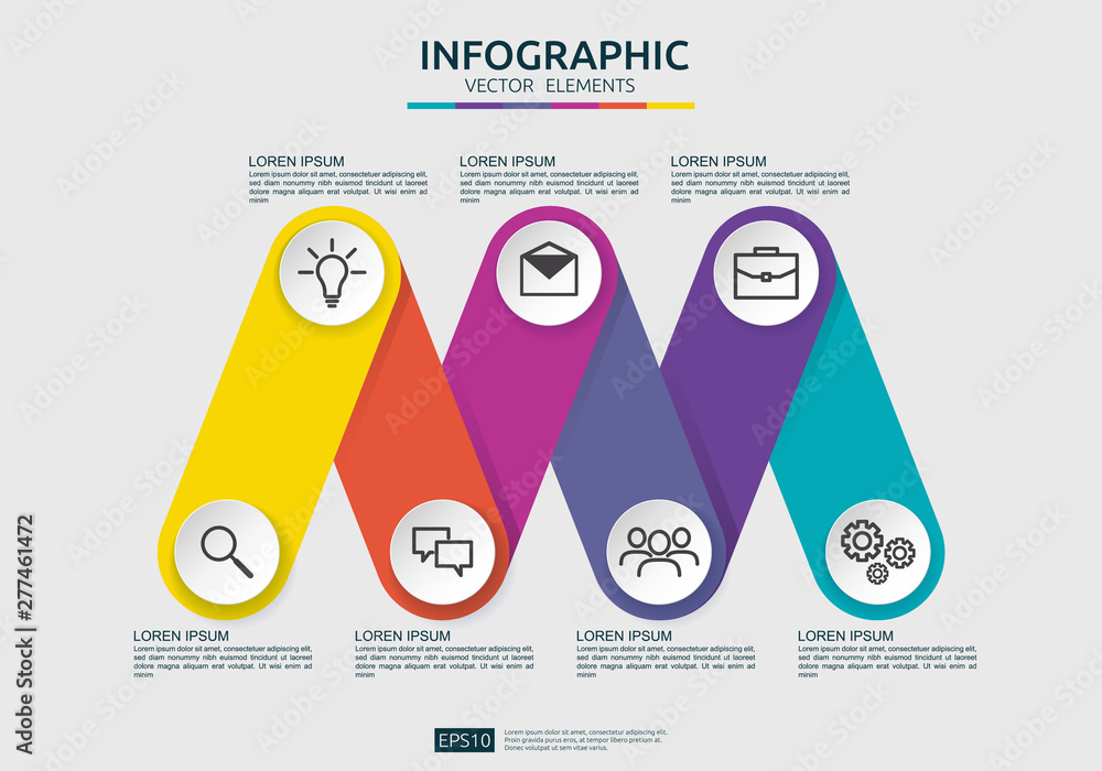 Poster 6 steps connection infographic element design template for diagram, presentation, workflow, annual r