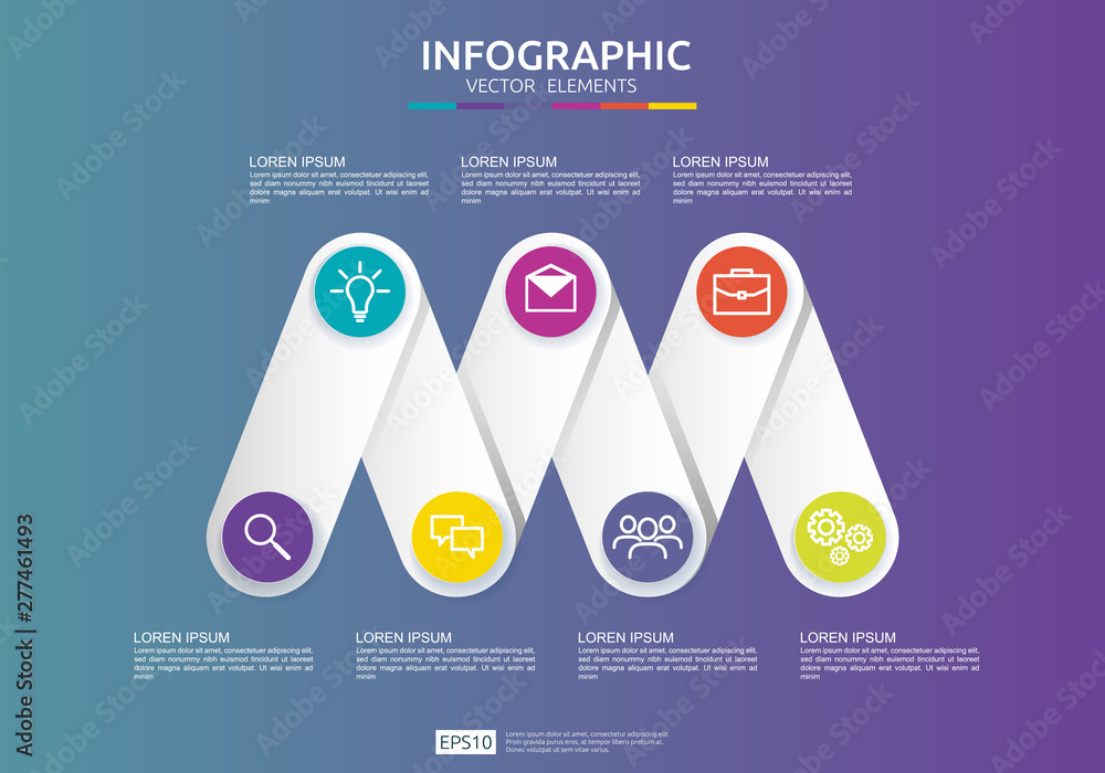 Poster 6 steps connection infographic element design template for diagram, presentation, workflow, annual r