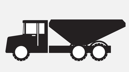 Black and white dump truck vector