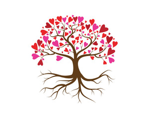 Love tree with heart leaves vector