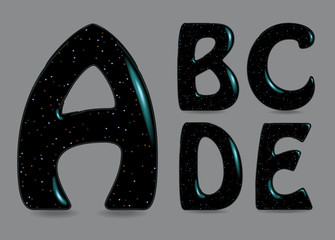 Black Symbols - A, B, C, D, E. Flickering sparks