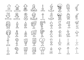 Set of upload and download icons Drawing illustration Hand drawn doodle Sketch line vector eps10