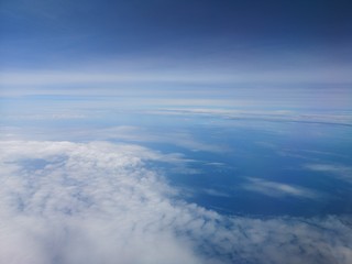 white clouds in the blue sky natural background beautiful nature space for write